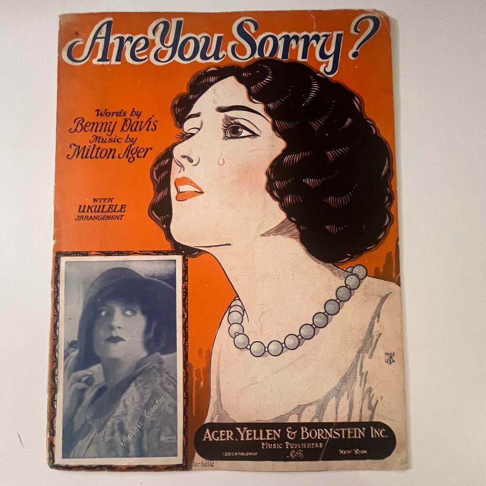 Are You Sorry? Benny Davis Milton Ager 1925 Antique Sheet Music SV30-3